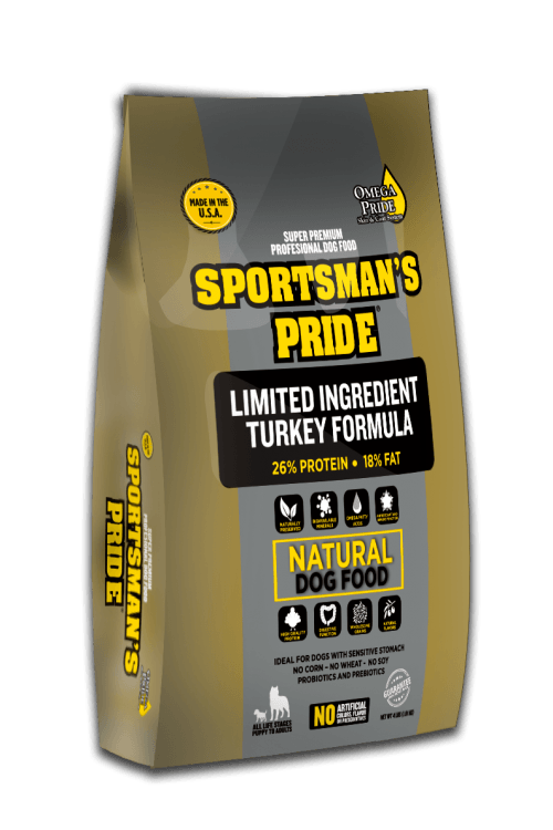 Sportsmans Pride limited ingredient. Sabor a pavo. Fórmula 26-18