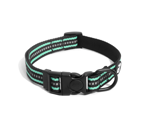 Collar Perro Reflectivo Negro y Verde