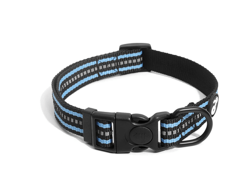 Collar Perro Reflectivo Negro y Azul