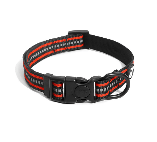 Collar Perro Reflectivo Negro y Rojo