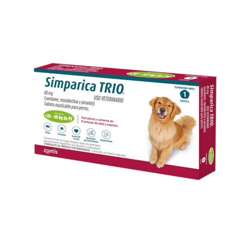 Antipulgas externo para perro Simparica TRIO 20 - 40 kg