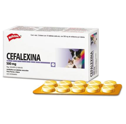 Cefalexina 500 mg - 50 Comprimidos | Antibiótico de amplio espectro para mascotas