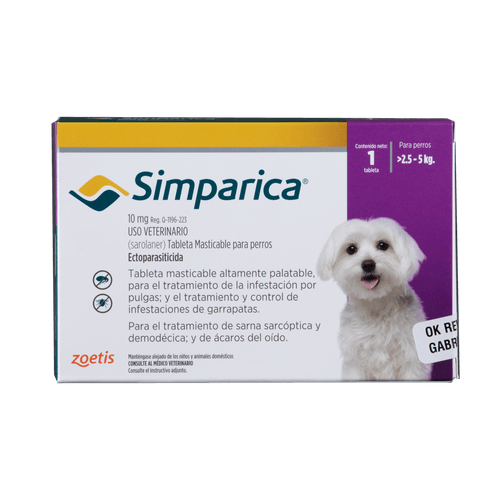 Antipulgas externo para perro Simparica TRIO - 2.5 - 5 kg