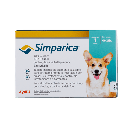 Antiparásitario Externo para perro  Simparica 40 Mg