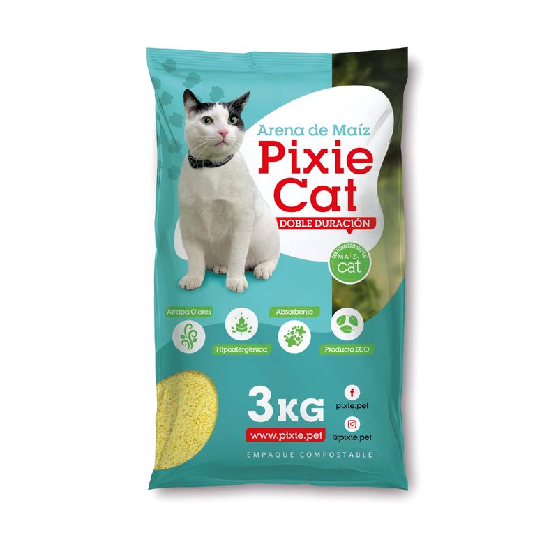 Arena de Maíz Pixie Cat 3 kg disponible en Manchas Tienda de Mascotas 7709336157077