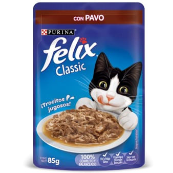 Alimento húmedo Felix para gatos sabor a pavo en salsa