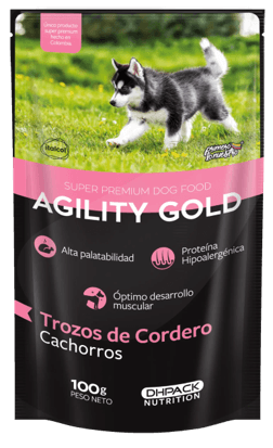 Agility Gold Húmedo Trozos Carne de cordero para cachorros de todas las razas y tamaños