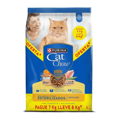 Purina Cat Chow para gatos adultos esterilizados pague 7 y lleve 8 kg